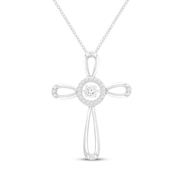 Unstoppable Love Diamond Cross Necklace 1/10 ct tw Sterling Silver 19&quot;