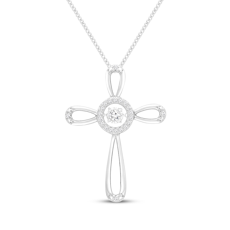 Main Image 1 of Unstoppable Love Diamond Cross Necklace 1/10 ct tw Sterling Silver 19&quot;