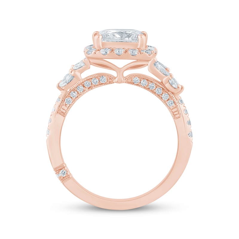 Monique Lhuillier Bliss Princess-Cut Lab-Created Diamond Halo Engagement Ring 2-3/8 ct tw 18K Rose Gold