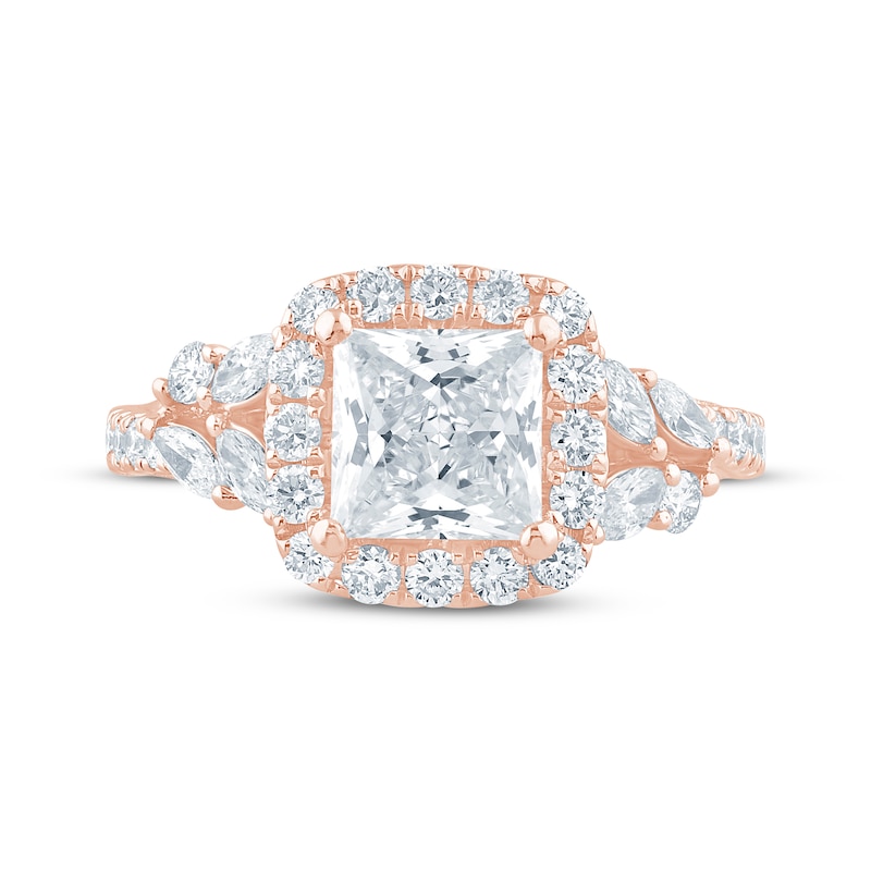 Monique Lhuillier Bliss Princess-Cut Lab-Created Diamond Halo Engagement Ring 2-3/8 ct tw 18K Rose Gold