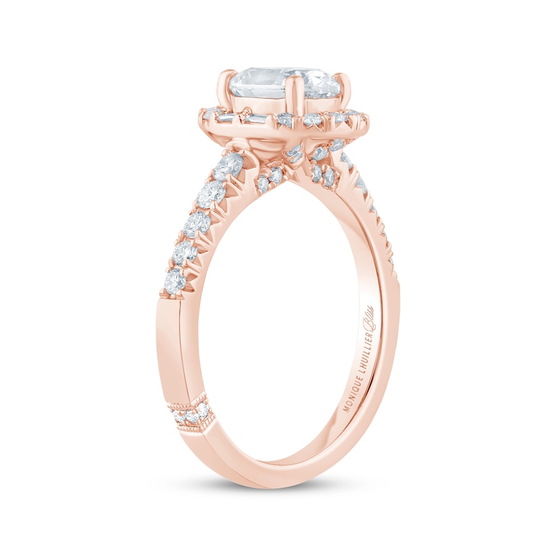 Main Image 2 of Monique Lhuillier Bliss Oval-Cut Lab-Grown Diamond Halo Engagement Ring 1-1/2 ct tw 18K Rose Gold