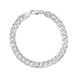 Diamond-Cut Solid Curb Chain Bracelet 8mm 92% Repurposed Sterling Silver 8&quot;