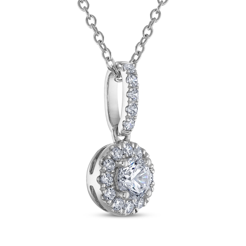 Main Image 2 of THE LEO Diamond Halo Drop Necklace 1/2 ct tw 14K White Gold 19&quot;