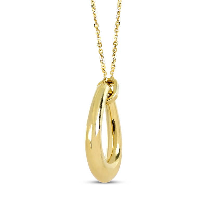 Puff Open Teardrop Necklace 14K Yellow Gold 18"