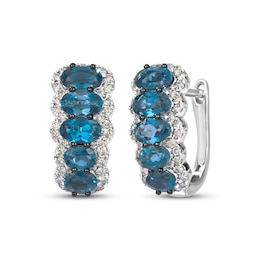 Le Vian Waterfall Oval-Cut Blue Topaz Hoop Earrings 3/8 ct tw Diamonds 14K Vanilla Gold