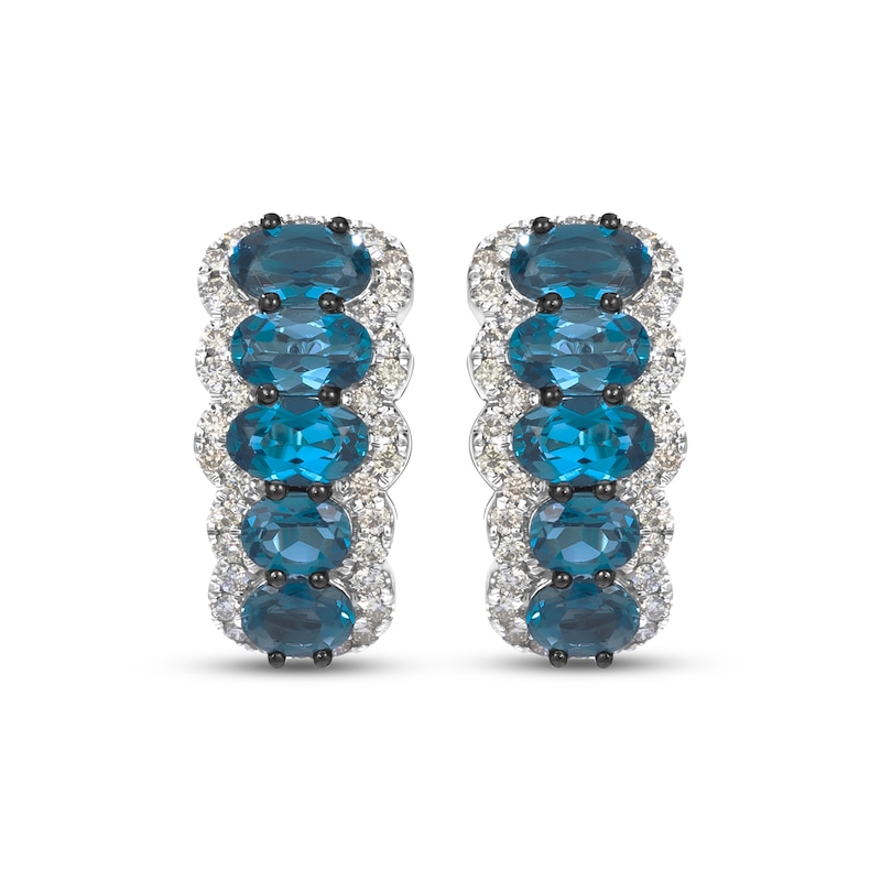 Le Vian Waterfall Oval-Cut Blue Topaz Hoop Earrings 3/8 ct tw Diamonds 14K Vanilla Gold