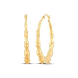 Bamboo Hoop Earrings 32mm 10K Yellow Gold