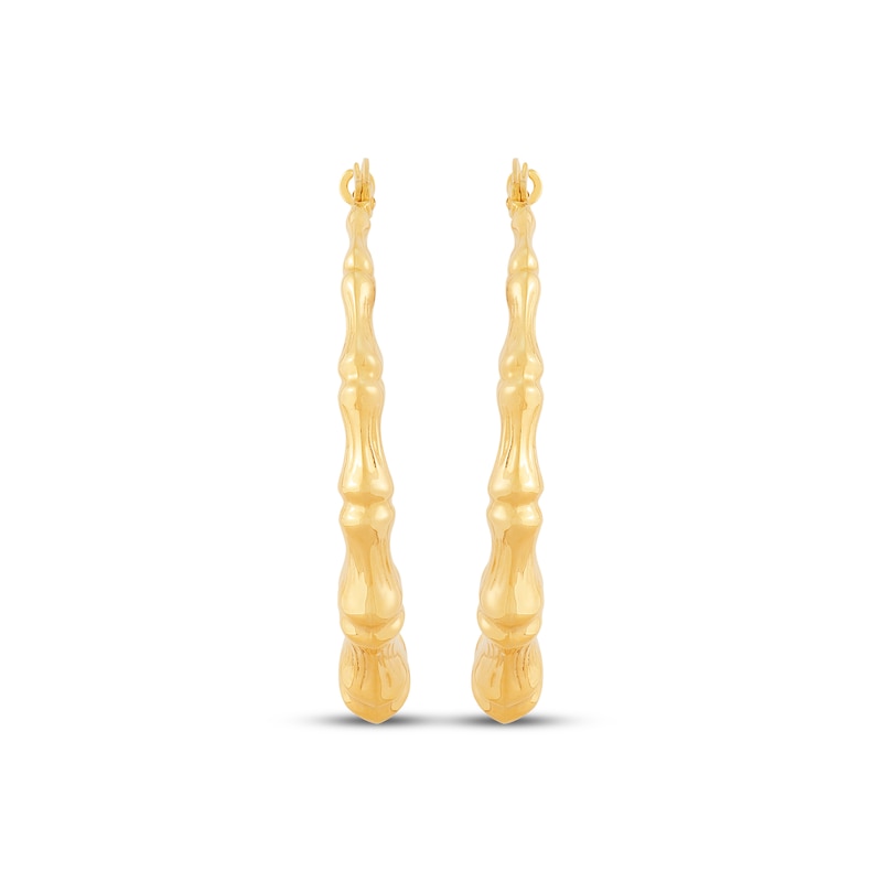 Bamboo Hoop Earrings 32mm 10K Yellow Gold
