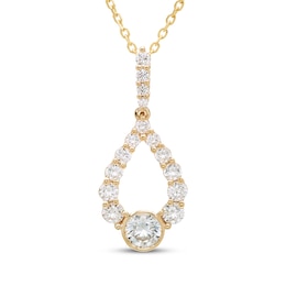 Milestones Diamond Teardrop Necklace 1 ct tw 10K Yellow Gold 18&quot;