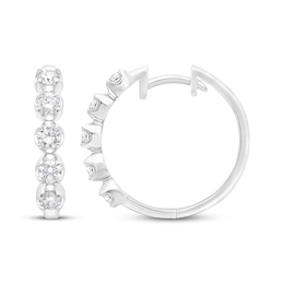 Lab-Grown Diamonds by KAY Five-Stone Hoop Earrings 1 ct tw 10K White Gold