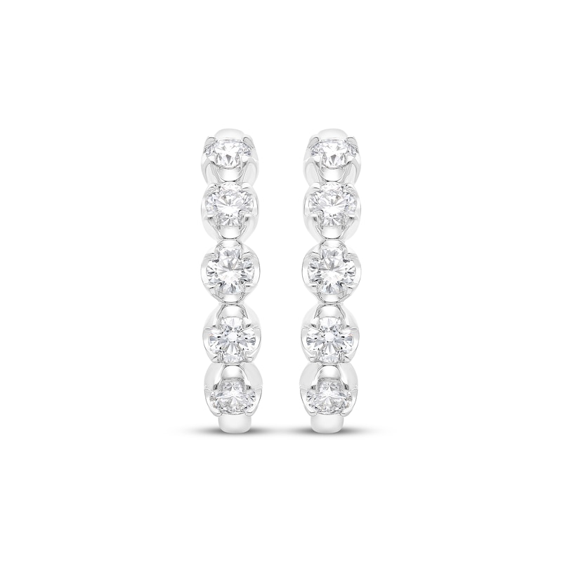 Main Image 2 of Lab-Grown Diamonds by KAY Five-Stone Hoop Earrings 1 ct tw 10K White Gold