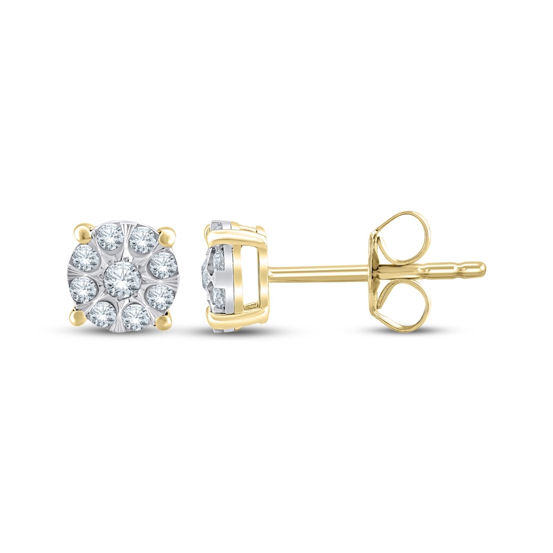 Main Image 1 of Multi-Diamond Stud Earrings 1/4 ct tw 10K Yellow Gold