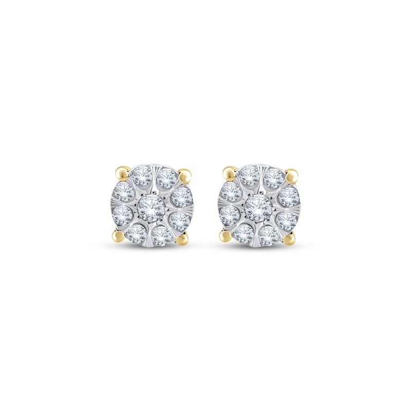 Main Image 2 of Multi-Diamond Stud Earrings 1/4 ct tw 10K Yellow Gold