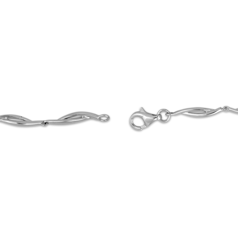 Main Image 3 of White Lab-Created Sapphire Station Twist Bracelet Sterling Silver 7&quot;