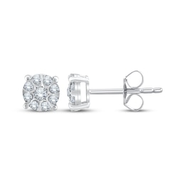 Multi-Diamond Stud Earrings 1/4 ct tw 10K White Gold