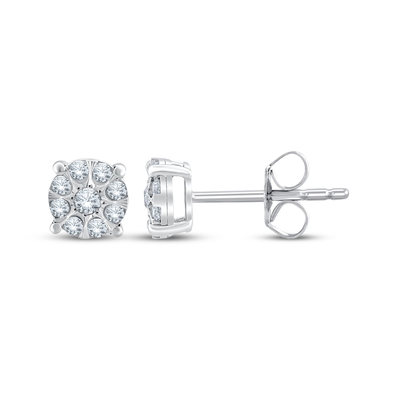 Main Image 1 of Multi-Diamond Stud Earrings 1/4 ct tw 10K White Gold