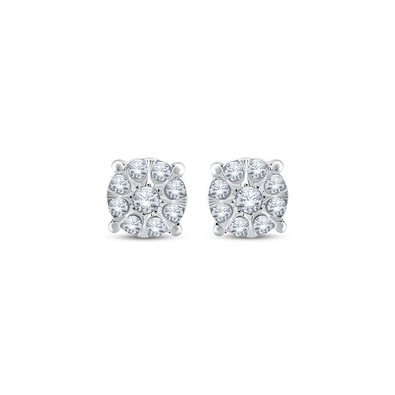 Main Image 2 of Multi-Diamond Stud Earrings 1/4 ct tw 10K White Gold