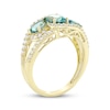 Thumbnail Image 2 of Oval-Cut & Pear-Shaped Oceanic Blue Topaz & Diamond Bypass Ring 1/3 ct tw 10K Yellow Gold