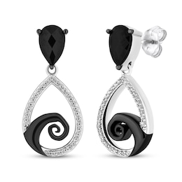 Disney Treasures The Nightmare Before Christmas Black Onyx & Diamond Dangle Earrings 1/6 ct tw Sterling Silver