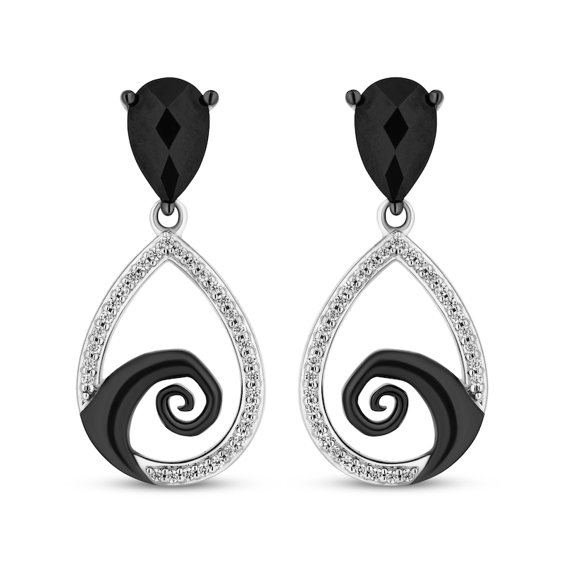 Main Image 2 of Disney Treasures The Nightmare Before Christmas Black Onyx & Diamond Dangle Earrings 1/6 ct tw Sterling Silver