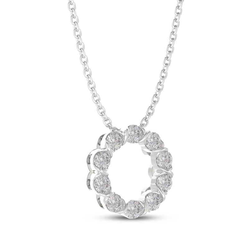 Main Image 2 of THE LEO Diamond Twist Circle Necklace 1/2 ct tw 14K White Gold 19&quot;