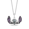 Thumbnail Image 1 of Disney Treasures Lilo & Stitch Swiss Blue Topaz, Amethyst, Black Onyx & Diamond Accent Necklace Sterling Silver 19&quot;