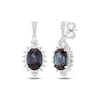 Thumbnail Image 1 of Oval-Cut Lab-Created Alexandrite & White Lab-Created Sapphire Drop Earrings Sterling Silver