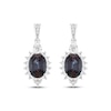 Thumbnail Image 2 of Oval-Cut Lab-Created Alexandrite & White Lab-Created Sapphire Drop Earrings Sterling Silver