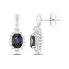 Thumbnail Image 3 of Oval-Cut Lab-Created Alexandrite & White Lab-Created Sapphire Drop Earrings Sterling Silver