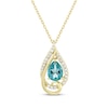 Thumbnail Image 1 of Pear-Shaped Oceanic Blue Topaz & Diamond Teardrop Necklace 1/6 ct tw 10K Yellow Gold 18&quot;