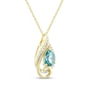 Thumbnail Image 2 of Pear-Shaped Oceanic Blue Topaz & Diamond Teardrop Necklace 1/6 ct tw 10K Yellow Gold 18&quot;