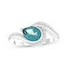 Thumbnail Image 1 of Pear-Shaped Oceanic Blue Topaz & White Lab-Created Sapphire Bypass Ring Sterling Silver