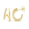 Thumbnail Image 3 of Diamond Two-Row Split J-Hoop Huggie Earrings 1/6 ct tw 10K Yellow Gold