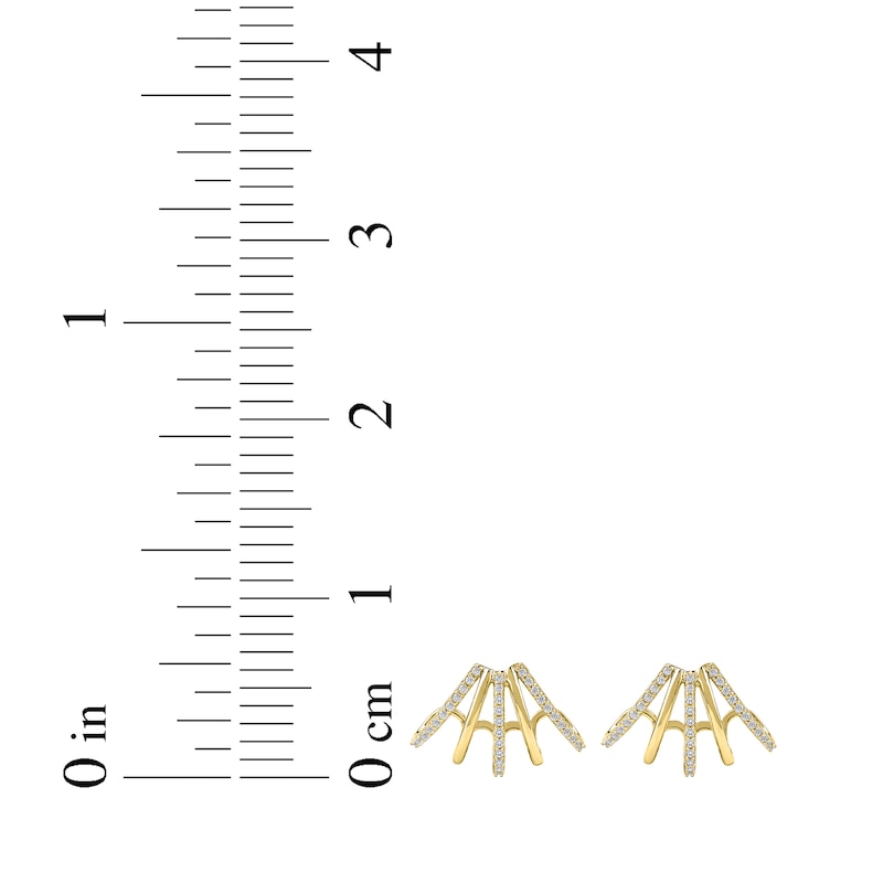 Main Image 5 of Diamond Five-Row Split J-Hoop Huggie Earrings 1/3 ct tw 10K Yellow Gold