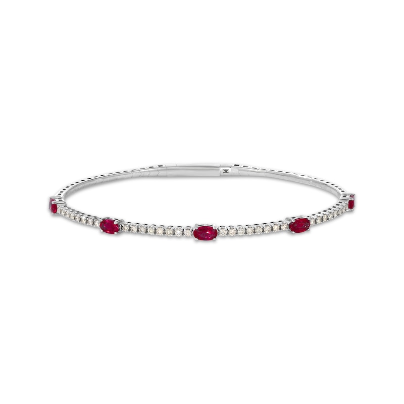 Main Image 1 of Le Vian Oval-Cut Ruby Bangle Bracelet 3/8 ct tw Diamonds 14K Vanilla Gold