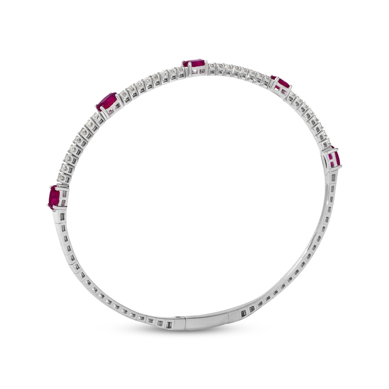 Main Image 3 of Le Vian Oval-Cut Ruby Bangle Bracelet 3/8 ct tw Diamonds 14K Vanilla Gold