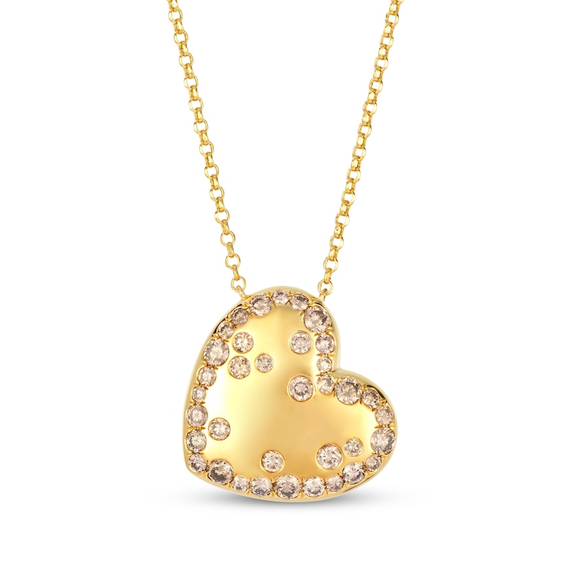 Main Image 1 of Le Vian Diamond Scatter Tilted Heart Necklace 1-1/5 ct tw 14K Honey Gold 19&quot;