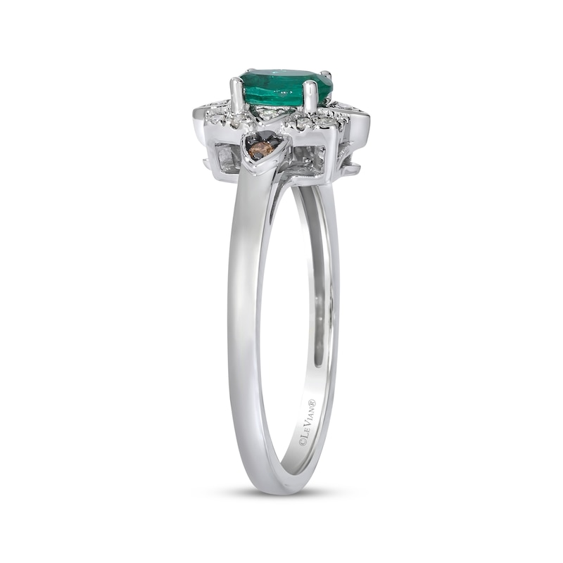 Main Image 2 of Le Vian Oval-Cut Emerald Ring 1/8 ct tw Diamonds Platinum