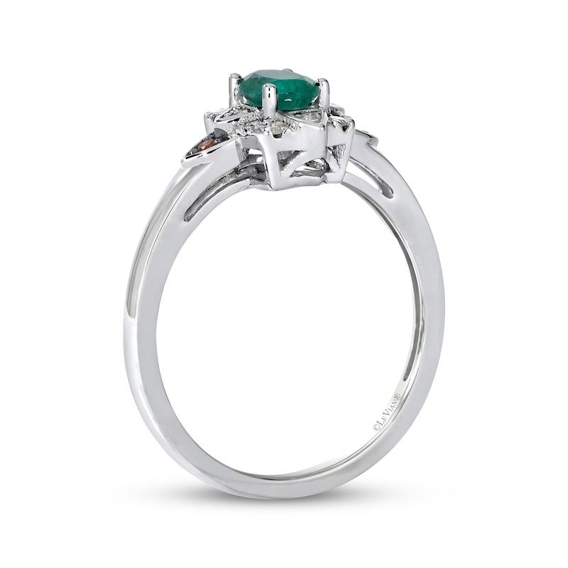 Main Image 3 of Le Vian Oval-Cut Emerald Ring 1/8 ct tw Diamonds Platinum