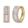 Thumbnail Image 1 of Baguette & Round-Cut Diamond Huggie Hoop Earrings 1 ct tw 14K Yellow Gold