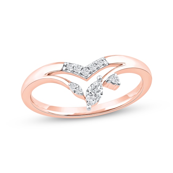 Now + Forever Marquise-Cut Diamond Chevron Split Shank Anniversary Ring 1/6 ct tw 10K Rose Gold