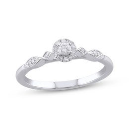 Diamond Halo Vintage-Inspired Promise Ring 1/6 ct tw Sterling Silver