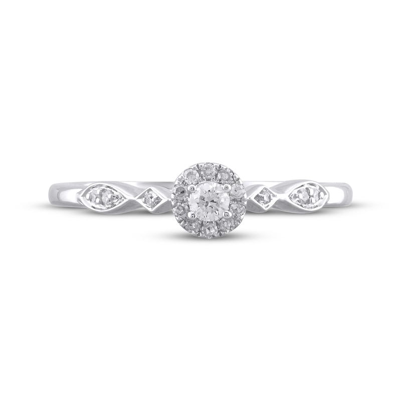 Main Image 3 of Diamond Halo Vintage-Inspired Promise Ring 1/6 ct tw Sterling Silver