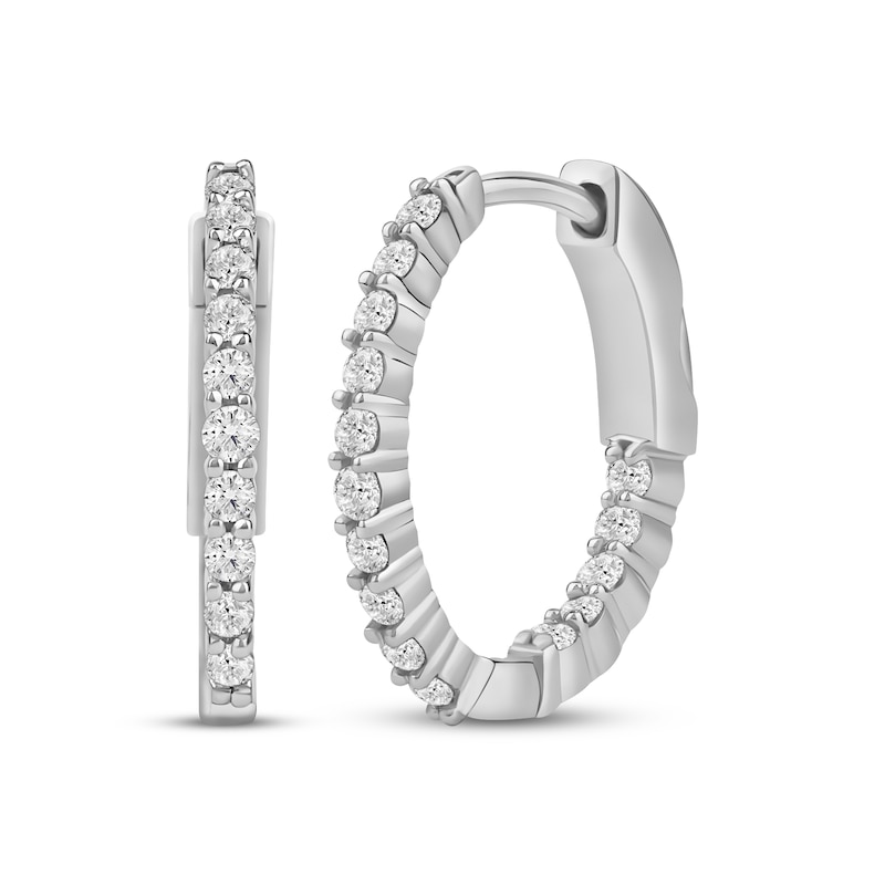 Main Image 1 of Lab-Grown Diamonds by KAY Inside-Out Hoop Earrings 1/2 ct tw 10K White Gold