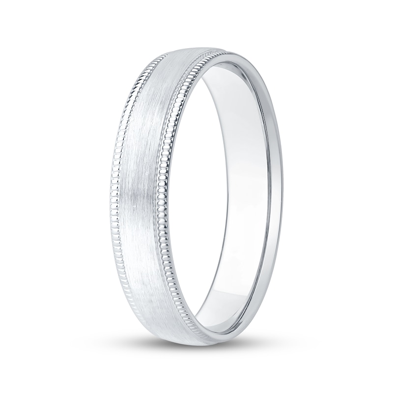 Main Image 2 of Now + Forever Brushed Milgrain Wedding Band 10K White Gold 4mm