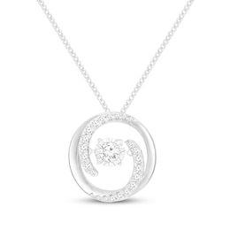 Unstoppable Love Diamond Swirling Circle Necklace 1/4 ct tw 10K White Gold 19&quot;