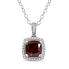 Thumbnail Image 1 of Garnet & White Lab-Created Sapphire Necklace Sterling Silver 17&quot;