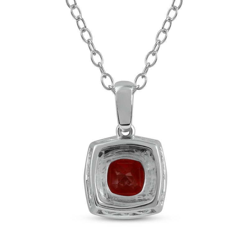 Main Image 3 of Garnet & White Lab-Created Sapphire Necklace Sterling Silver 17&quot;