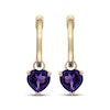 Thumbnail Image 2 of Heart-Shaped Amethyst Drop Hoop Earrings 10K Yellow Gold