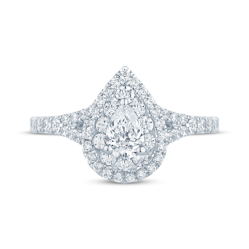 2.00Ct Pear-Cut VVS1 Diamond Halo Engagement Ring 14K Rose Gold Finish